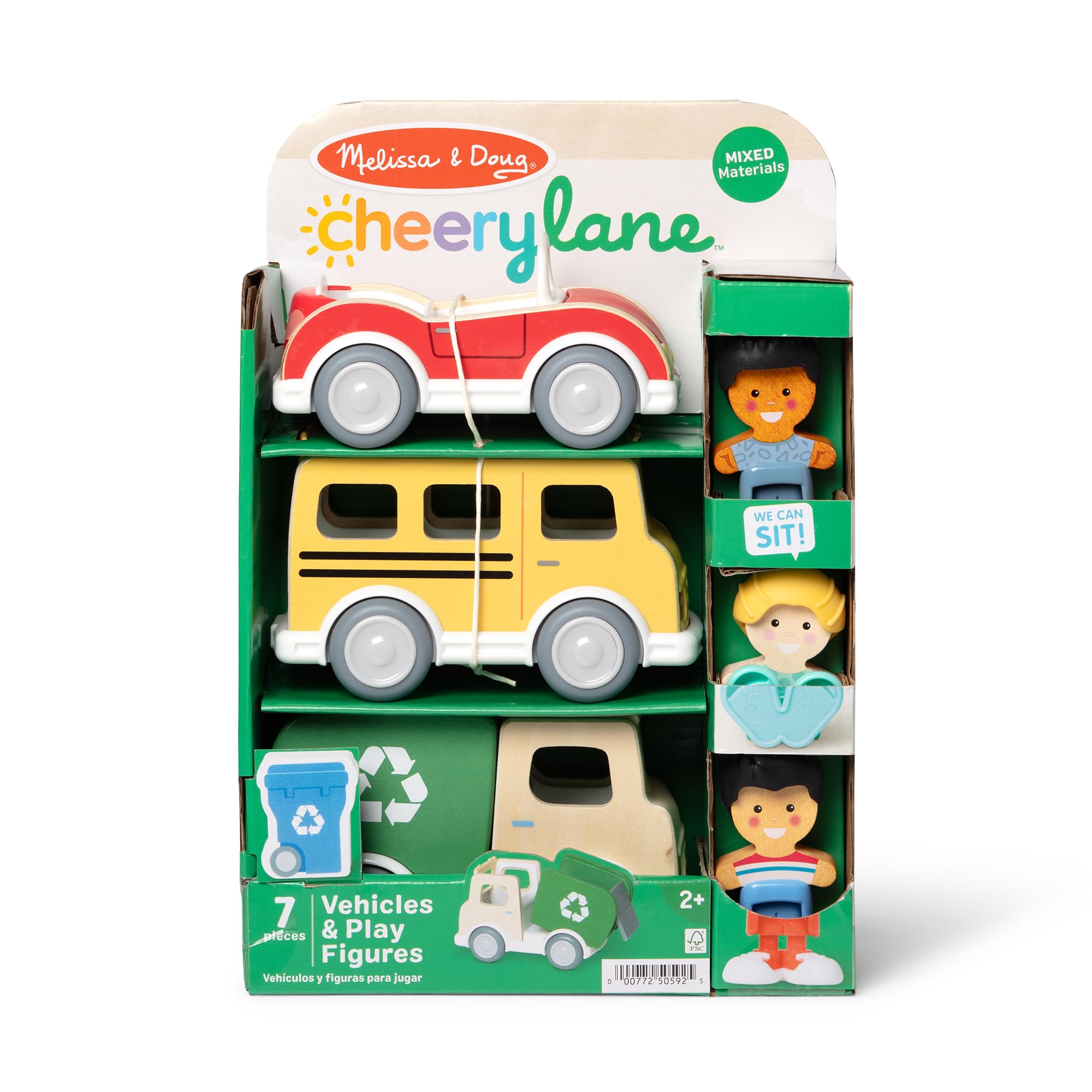 Melissa & Doug Cheery Lane Wooden Vehicle & Figures Pretend Play Set