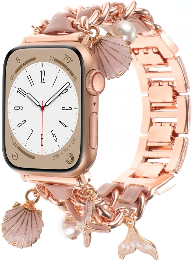 AppleWatch専用ピンクサファイア&シルバー925製チャーム&ラバーバンド