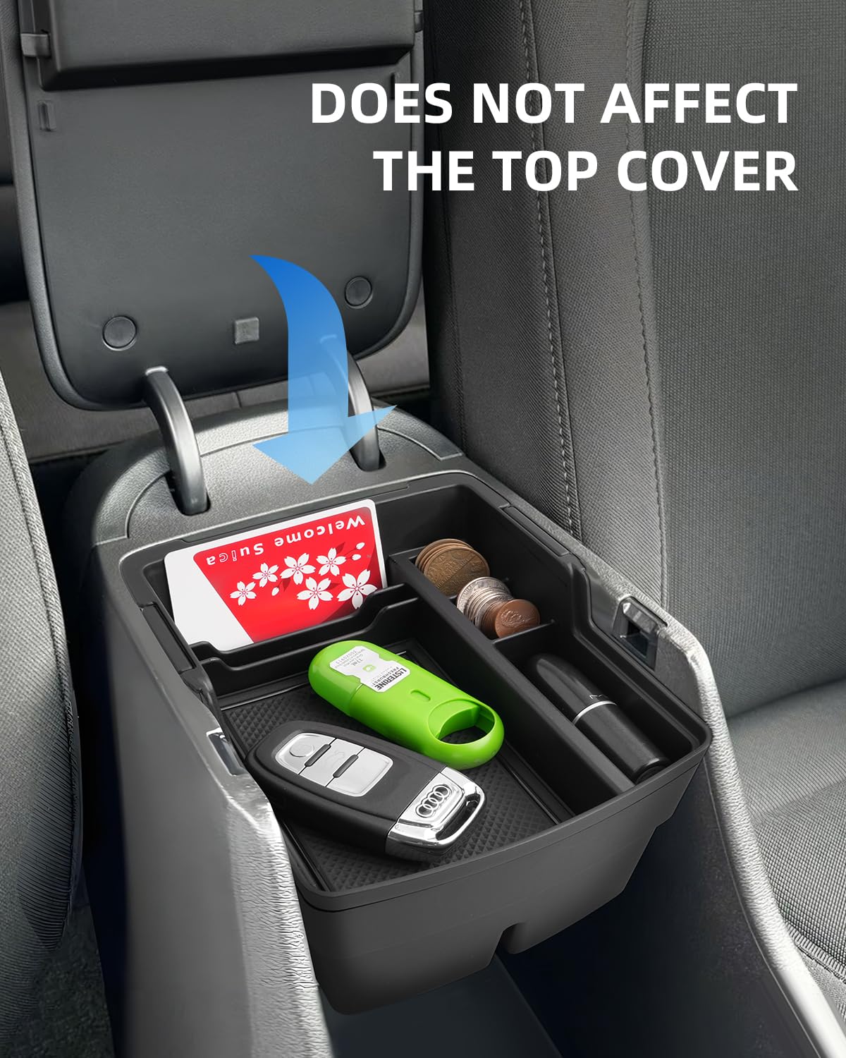 Vano Portaoggetti per BRACCI0L0 per Hyundai Kona SX2 EV Hybird 2024 2025, Bracciolo Organizer con Tappeti Antiscivolo, Bracciolo Strato Superiore Vassoio Organizzatore Accessori