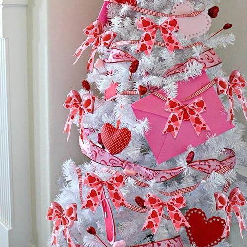 Miniatura 4 de 12 lazos de decoración para árbol de San Valentín, adornos de San Valentín de 6 pulgadas con corazón para árbol, hogar, fiesta, puerta delantera,