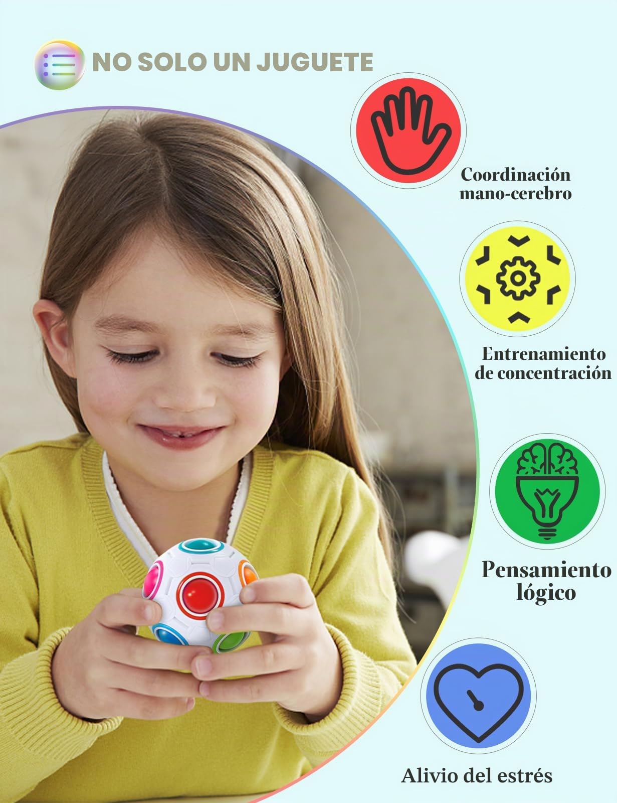 ROXENDA Rainbow Ball Magic Ball, Juego de Habilidad Bola de Rompecabezas - Cerebro Teaser y Bola de Estrés para Niños y Adultos (Blanco)