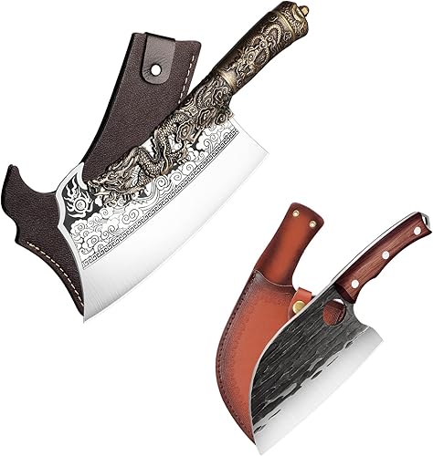 Bone Cleaver - Cuchillo de chef serbio, regalo vikingo, para hombres, caza, barbacoa, camping, con funda