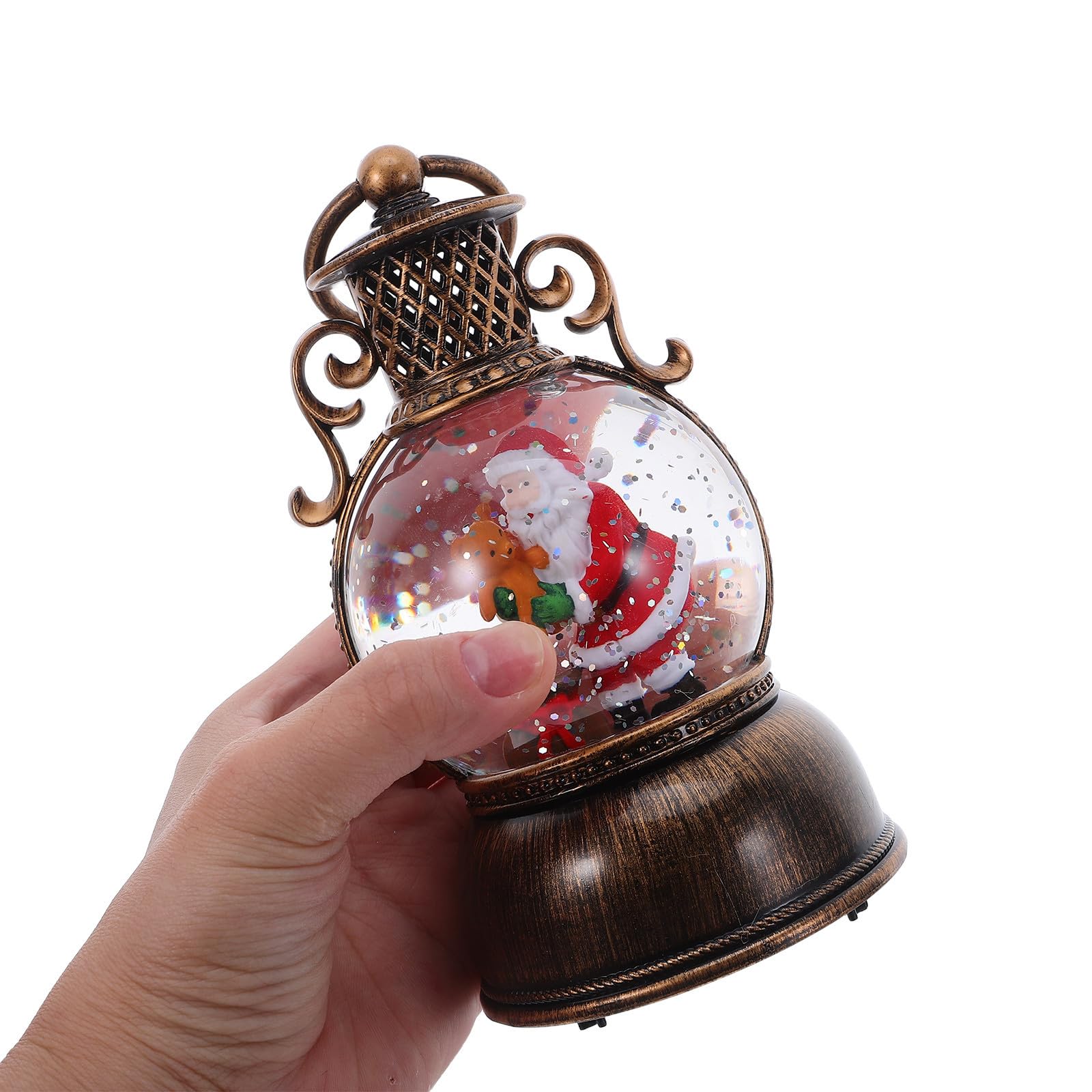 BESTonZON Bola de Nieve con Purpurina y Luz Musical en Forma de Muñeco de Nieve con Linterna para Decoraciones Navideñas Interiores y Celebraciones Familiares