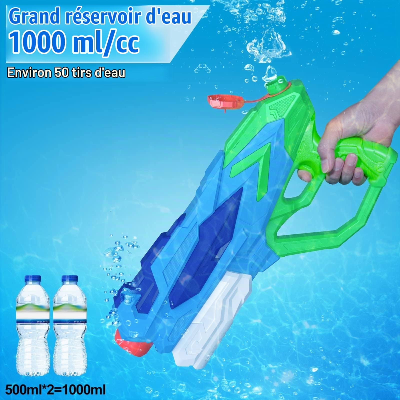 Pistolet à Eau pour Enfants et Adultes, 4 PCS XXL Fusils à Eau 22" Puissant avec 750ML, Water Soaker Guns Longue Portée 8-10M, Jouet d'Été pour Piscine, Jardin et Plage