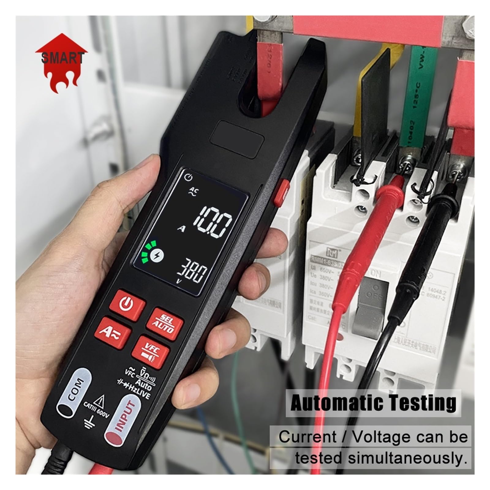 Cyfrowy Miernik Cęgowy Widelec DC/AC 600A Profesjonalne Szczypce Amperomierze T-RMS Prąd OpenJaw Tester Elektryczny Auto Multimetr Szybko Dokładnie Łatwy Odczyt(U6-USB Charging)