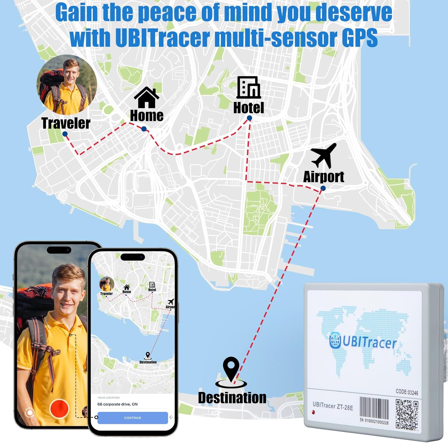 UBITracer Multi-Sensor GPS (Business Edition): Location + Temperature. Up to 5-Year Battery Life. Vehicle Tracker. Monitor Trailer, Equipment, Cold Chain, Pallet. Subscription Required.