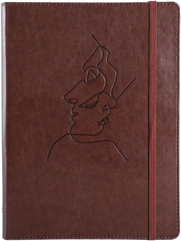 XUAN Personal Organiser With Zip Pocket Elastic A5 Refillable Journal Vintage Leather Notebook Ruled Lined Travel Diary Loose Leaf 6 Ring Binder Hardcover Idea for Women Men Office Work Portrait Brown