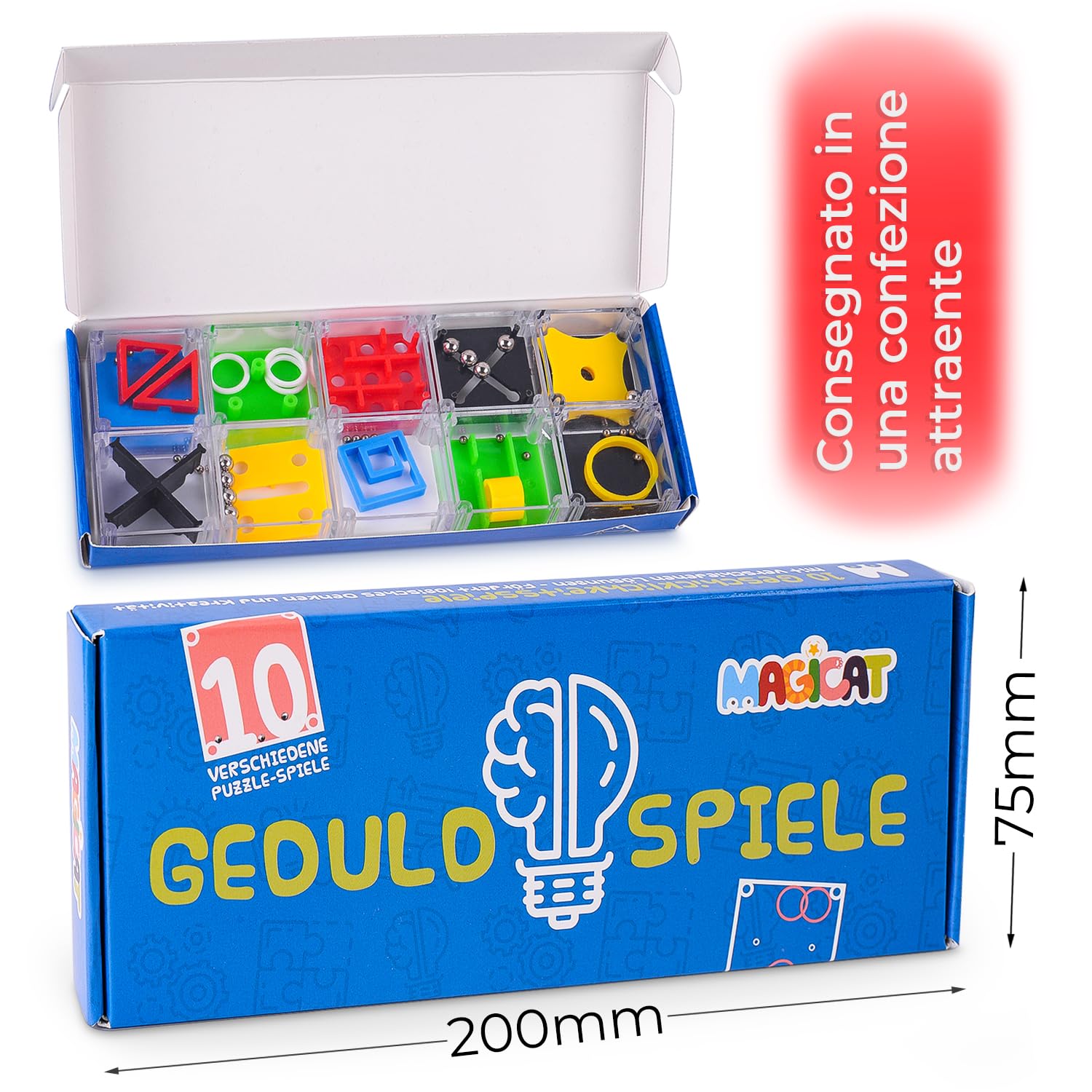 Magicat Set 10 Cubi Rompicapo Puzzle I Gadget Compleanno Bambini e Adulti Perfetti per Feste, Idee Regalo, Pignatta Compleanno e Pensierini Per Bambini Dopo Festa I Sviluppo delle Abilità Cognitive