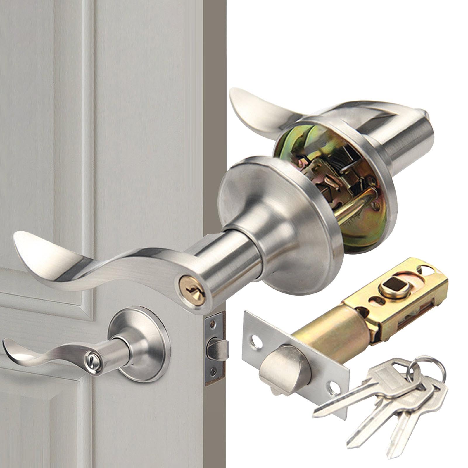 Poignée de porte de style vague avec serrure finition premium