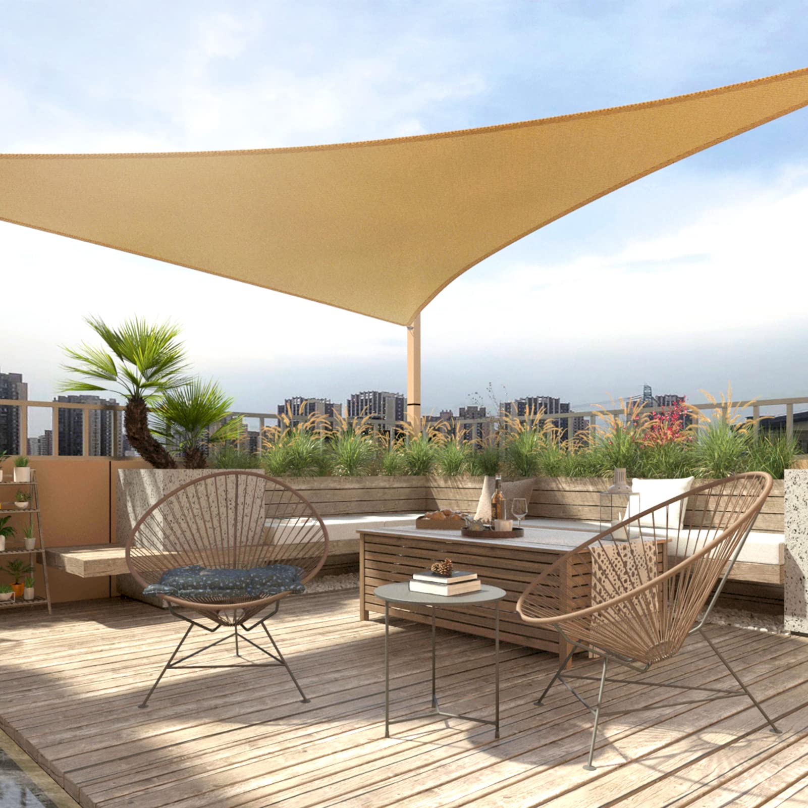 Shade&Beyond 12'x12'x17' Sun Shade Sail Triangle Sail Shade Canopy for Patio Lawn Garden