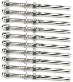 50Pack Hand Swage Threaded Stud Tensioner,T316 Stainless Steel 1/8" Handrail Railing Cable Tensioner Post Deck Cable Railing Hardware Cable Railing Swage Tensioner Threaded Stud End Fitting Terminal
