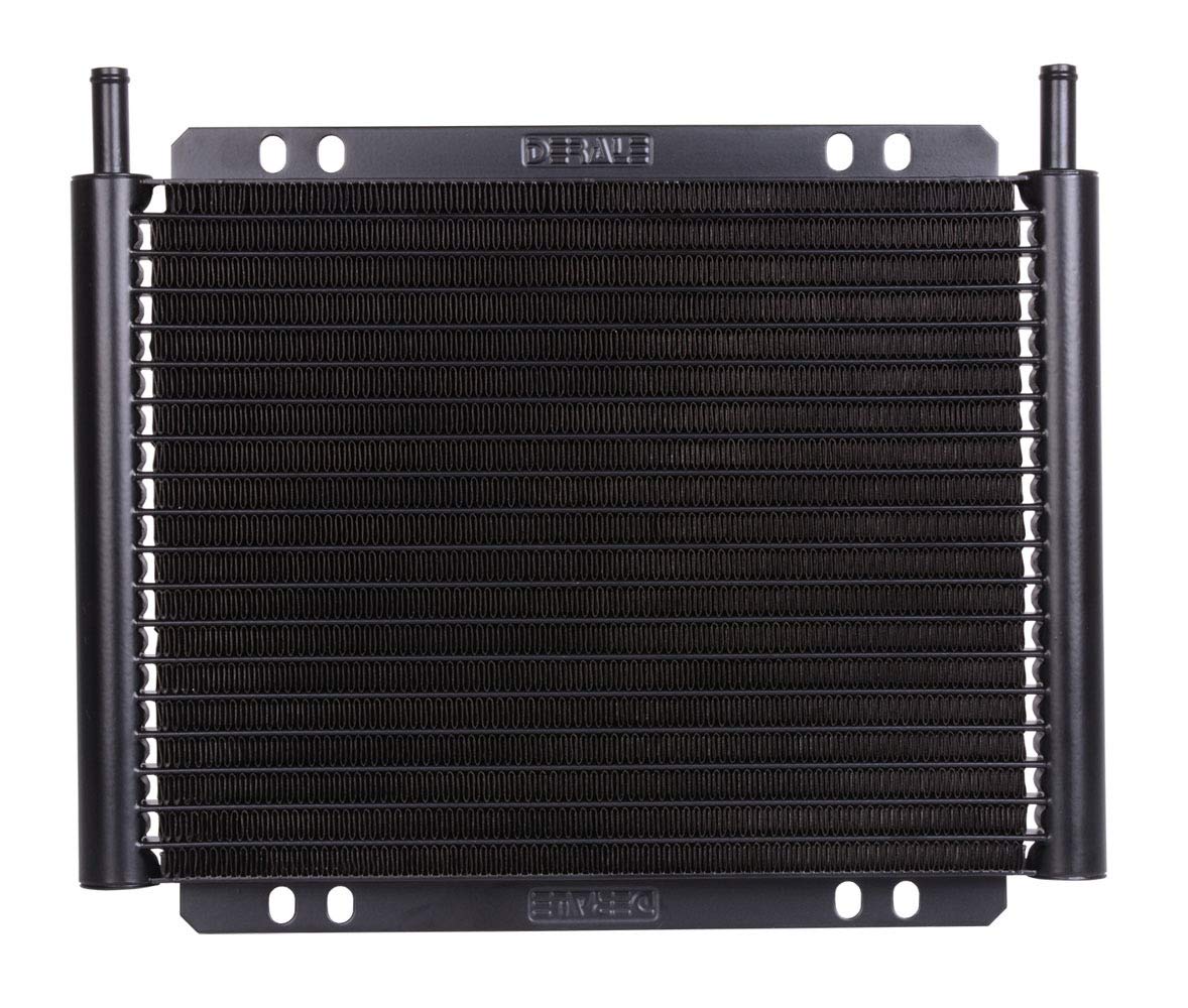 Derale Fluid Cooler, 11 x 9.25 x 0.875 in, Plate and Fin Type, 11/32 in Hose Barb Inlet/Outlet, Aluminum, Black Powder Coat, Automatic Transmission, Each