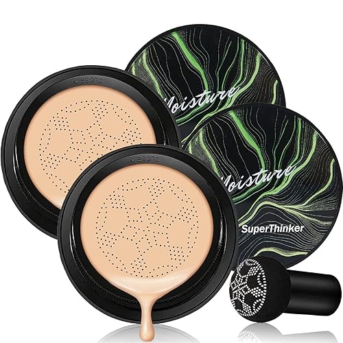 SuperThinker Air Cushion CC - Base de maquillaje de cabeza de hongo, crema hidratante BB Cream maquillaje de larga duración mate corrector (2