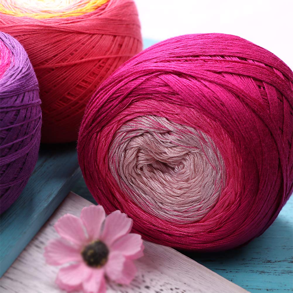 450G Segmento Tinti Cotone Mercerizzato Palle Filati da lavori a Maglia e Maglieria, 20 Gradiente Colori Disponibili, 1.2mm Medie Sottili Fili,07
