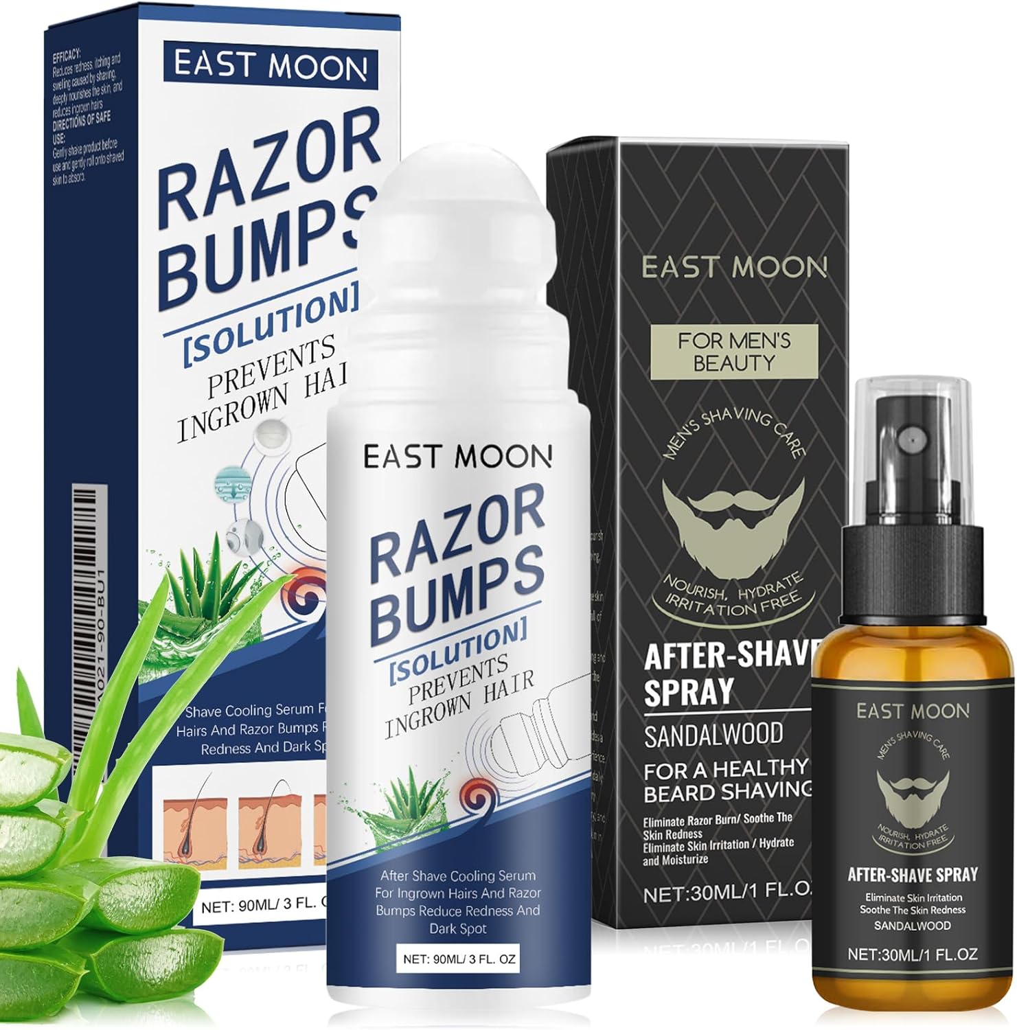 After Shave Baardverzorgingsset voor heren, Sandalwood Aftershave Spray + Roll-On Aftershave Care Balm Verzacht de huid en vermindert roodheid en tintelingen. Cadeauset voor hem, mannen en vriend