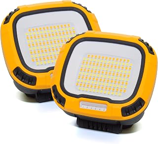 2 Pack Magnetic Work Light Rechargeable 5000Lumens, LED Flood Light with 4 Brightness & 4 Color, 36 Hours Runtime, USB-A Output & Waterproof for Car Repair, Construction, Emergency, Garage, Hurricane