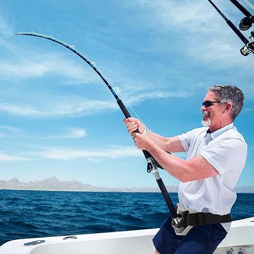 Miniatura 21 de Cinturón de pesca Cinturón de lucha ajustable de aluminio/fibra de carbono/cinturón de lucha de plástico Cinturón de pesca de pie Negro