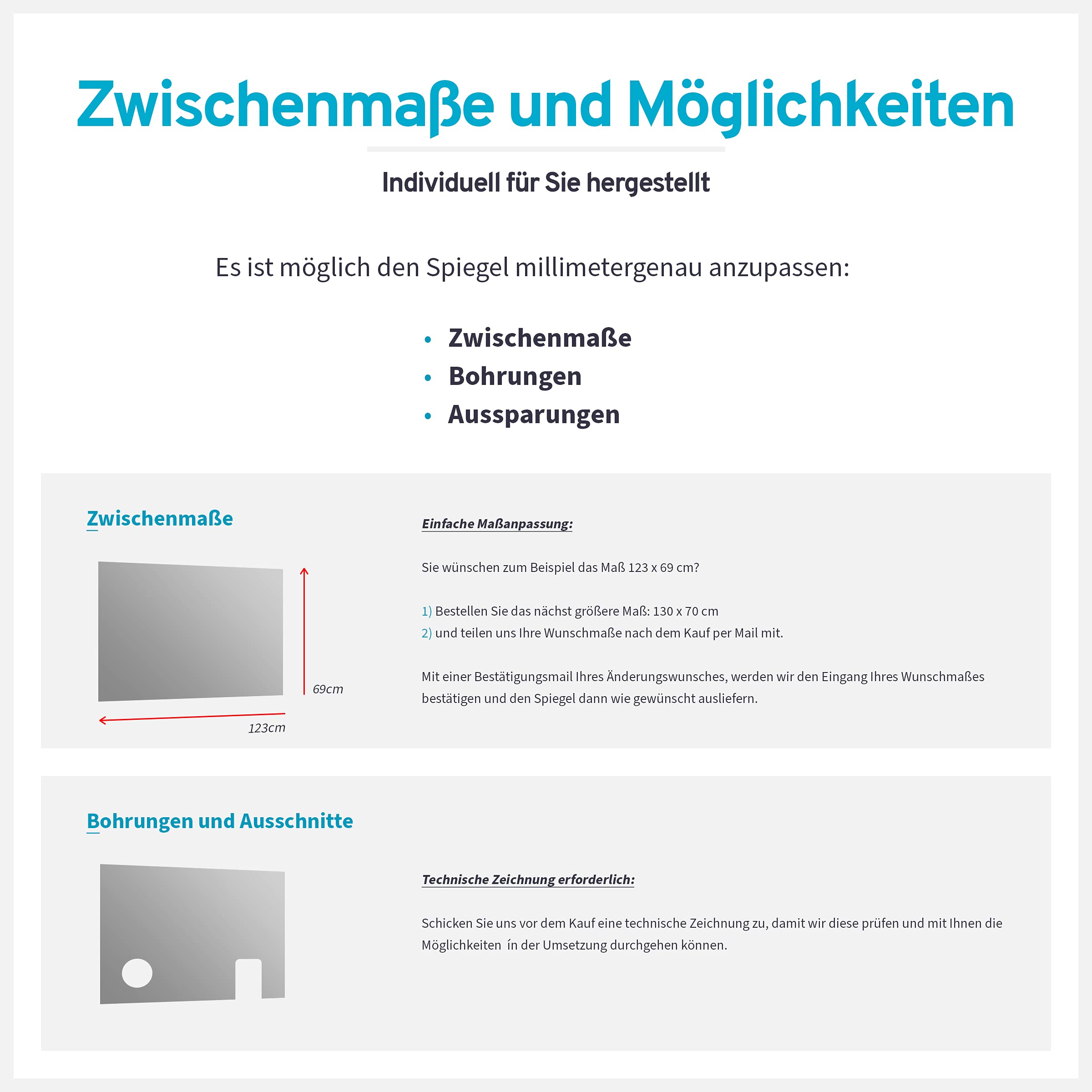 Spiegel ID Cristal: KRISTALLSPIEGEL 120x70 cm (Breite x Höhe) - nach Wunsch anpassen - Made in Germany - Badspiegel ohne Beleuchtung rahmenloser Spiegel