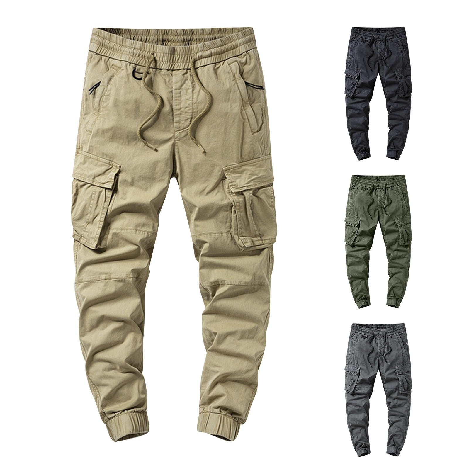 Pantalones cargo largos para hombre, pantalones chinos, para fitness, jogger, cómodos, ligeros, tácticos, holgados, para el tiempo libre, ajustados, cintura elástica con cordón, S-6XL