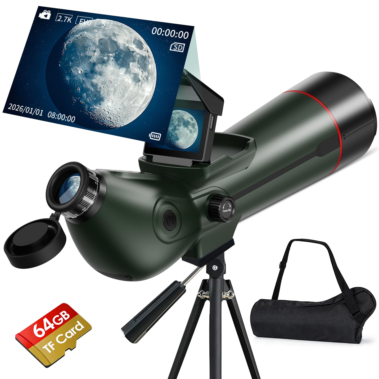 Photo 1 of Smart Telescope, Digital Electronic Telescopes with 4K Astrophotography Camera, Internal and Externat Dual Screens Spotter for Adults & Kids & Beginners Astronomy with 64G Card