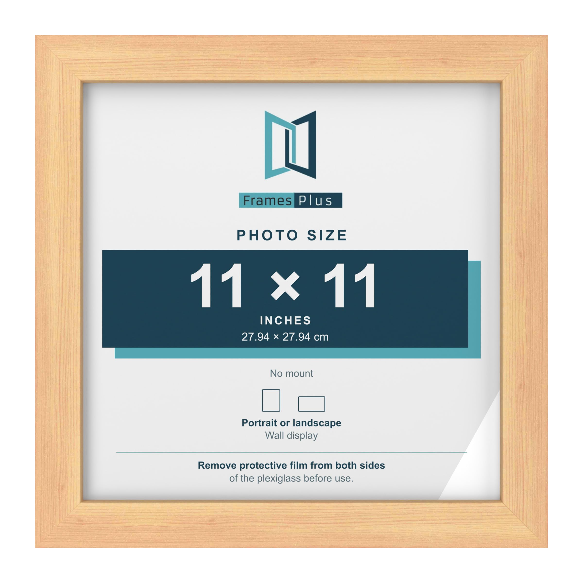 FramesPlus 11x11 Inch Square Picture Frame, Pine, Modern Photo Frame — image 1