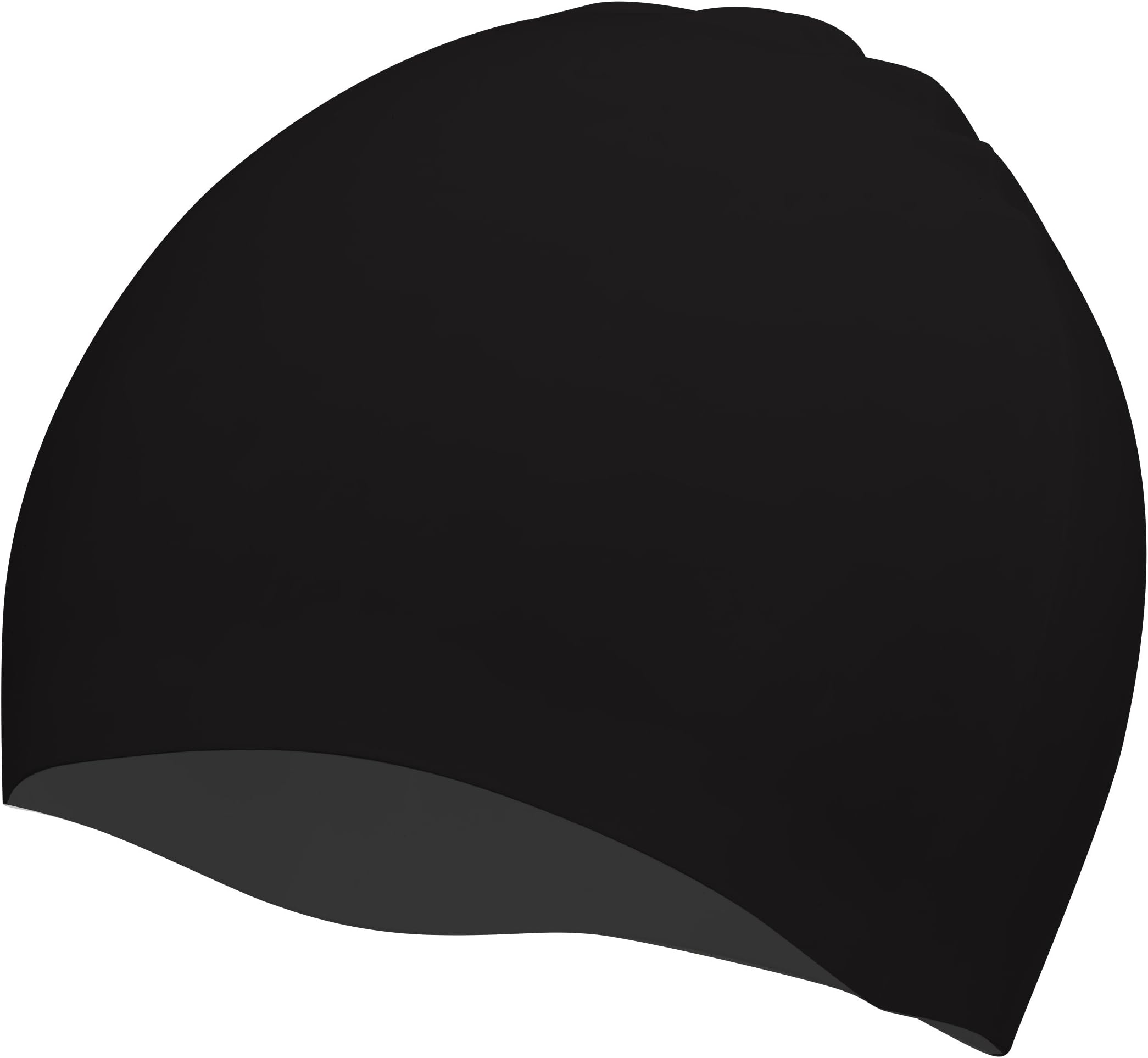Latex Swim Cap - Women Stylish Swimming Cap Great for Ladies, Perfect to Keep Hair Dry - Suitable for Long Hair - Bubble Crepe with Chin Strap - Black Silicone