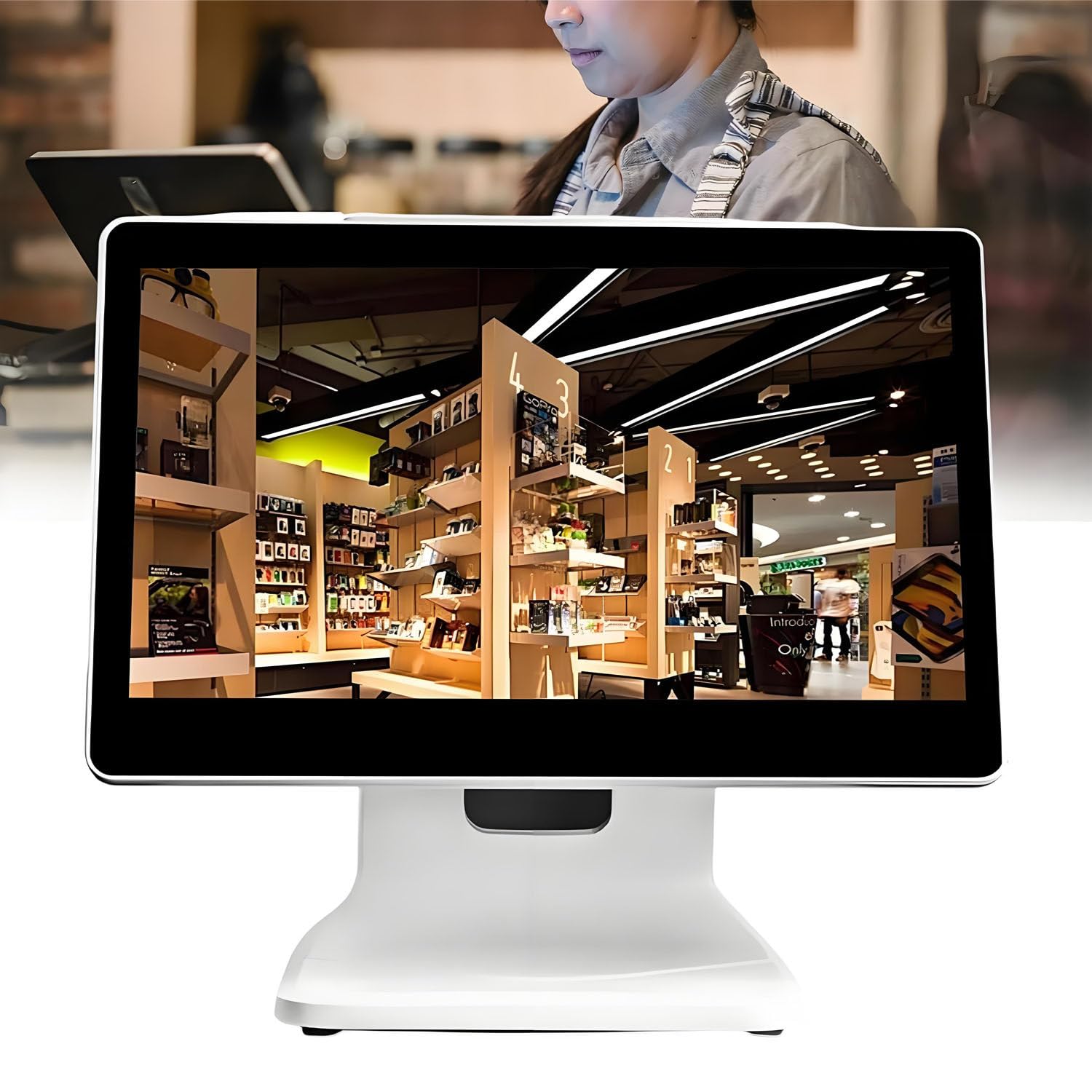 Caja registradora Inteligente para Tiendas, Terminal POS para comercios y restaurantes, Sistemas POS para pequeñas Empresas, Pantalla táctil de 15.6", ángulo Ajustable