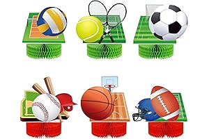 6 Pieces Sports Themed Birthday Party Supplies Soccer Baseball Basketball Party Decorations...