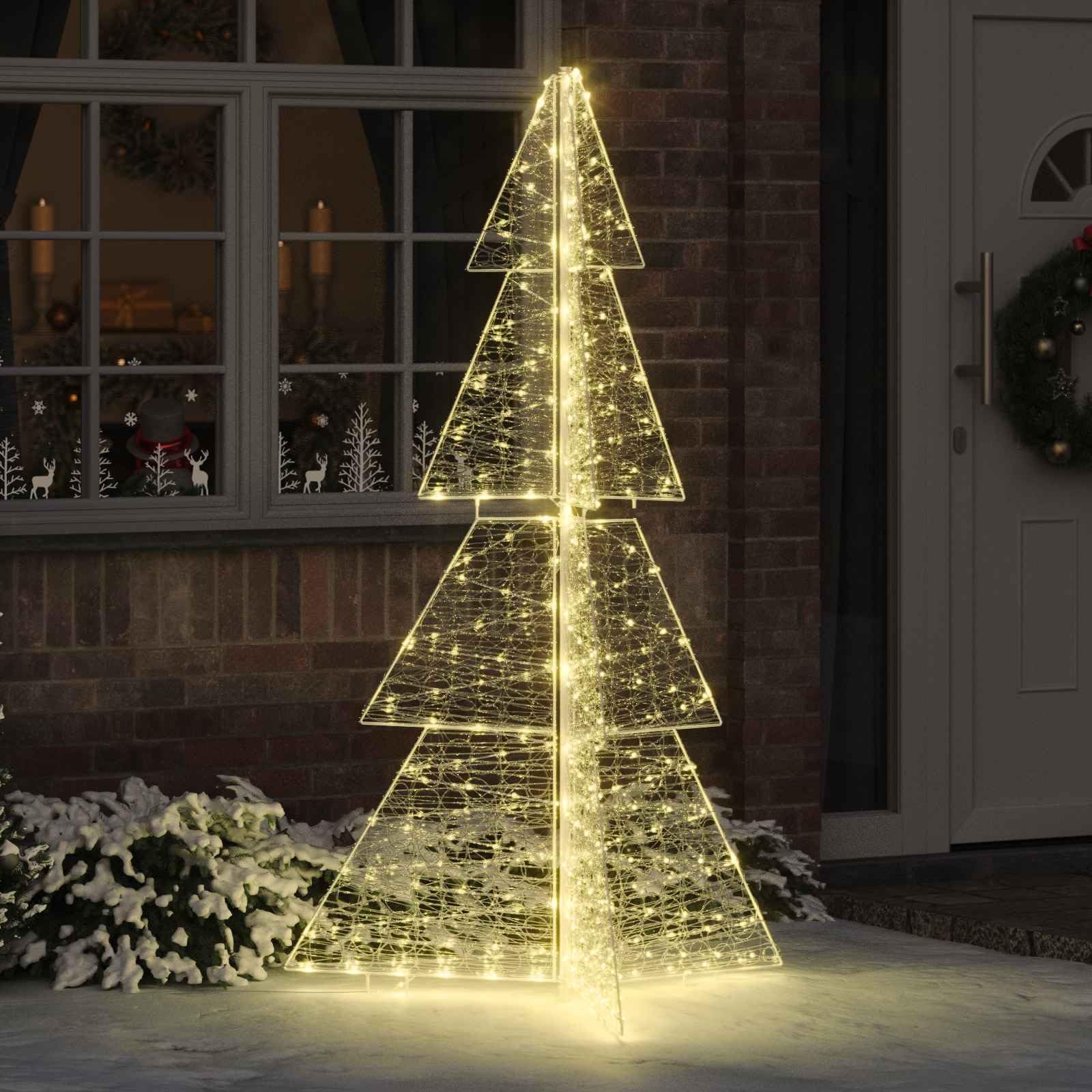 Choinka akrylowa 180 cm z 240 diodami LED, ciepła biel, zasilana przez USB, nowoczesna jodła, do wewnątrz i na zewnątrz, świąteczna dekoracja, przytulna atmosfera