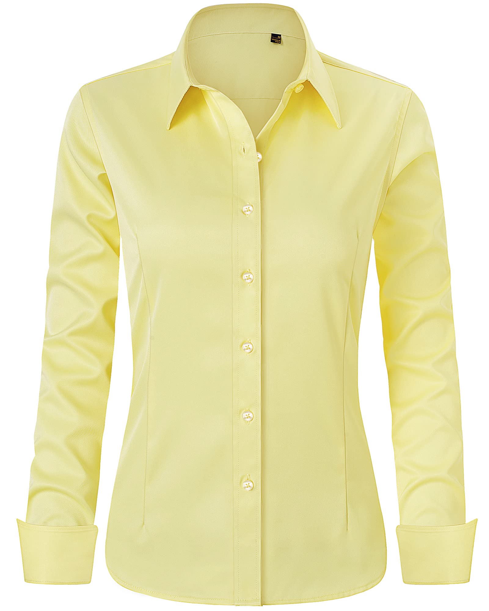 J.Ver Women's Dress Shirts Long Sleeve Button Down Shirts Wrinkle-Free Solid Work Blouse