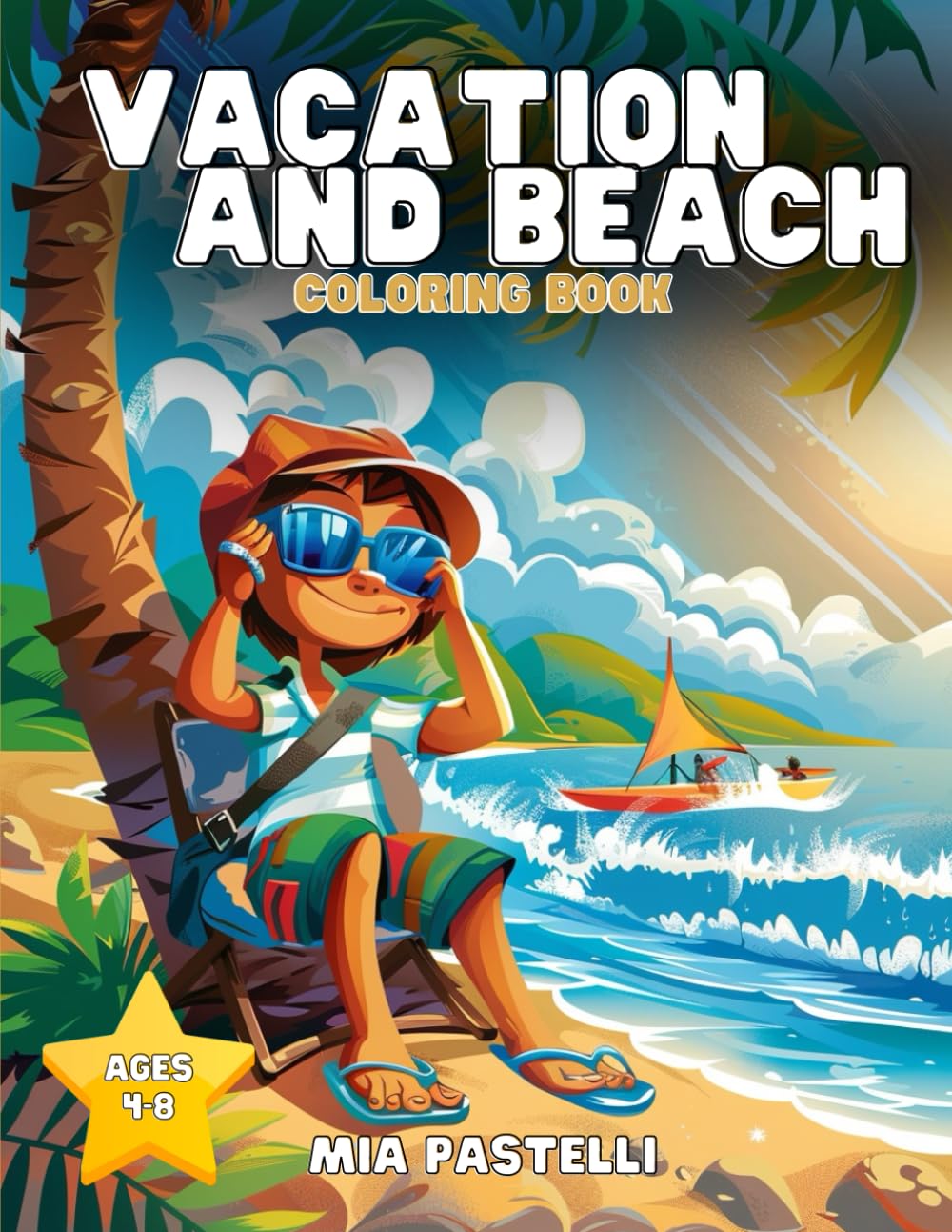 Beach and Summer Coloring Book for Kids Ages 4-8 — 50 Fun and Easy Designs With Sandcastles Ice Cream Palm Trees and More