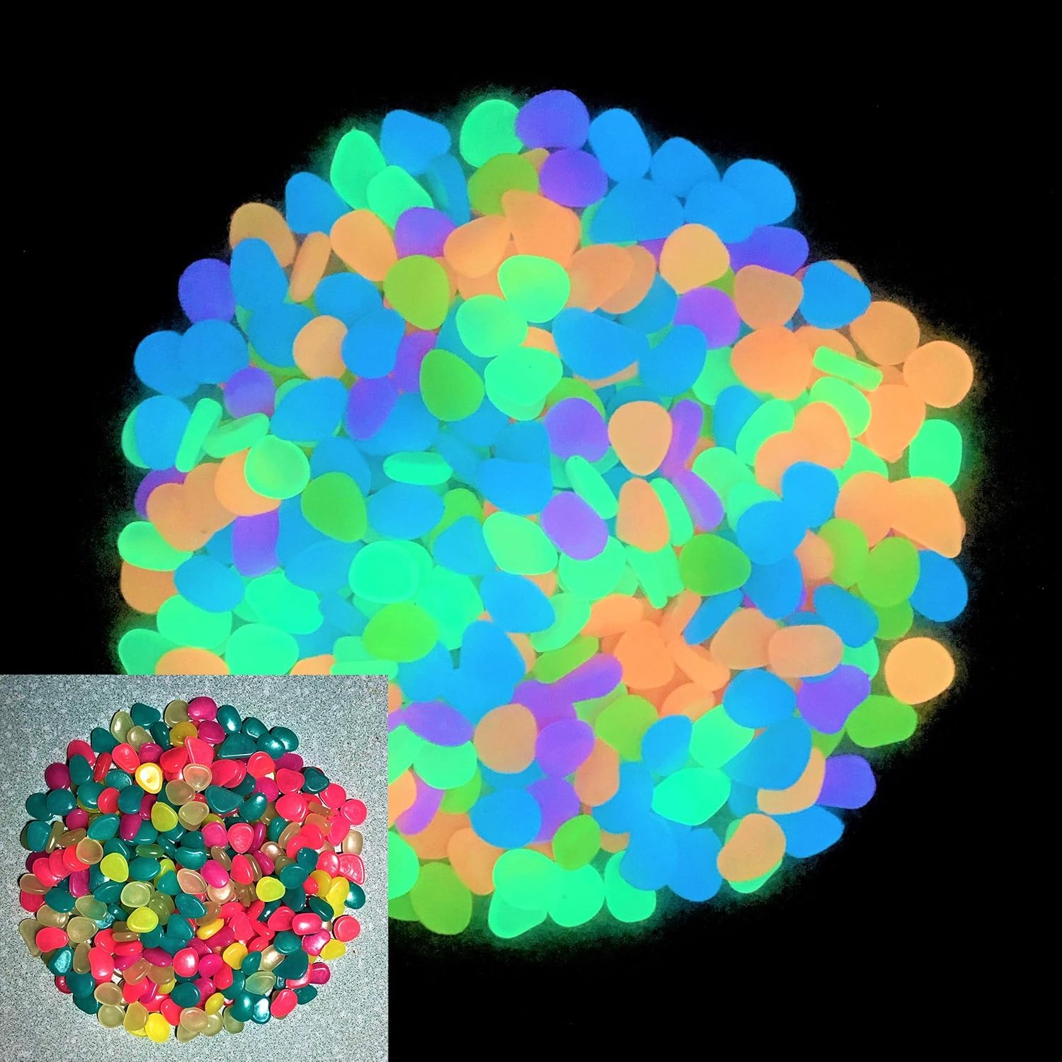 100 Pcs Mixed Colorful Luminous Stones, Decorative Pebbles for Aquarium Fish Tank Sidewalk Garden Path Patio Terrace Lawn Yard-image-47