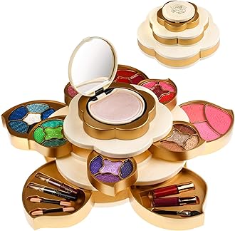 CoralBeau All In One Makeup Kit for Teens and Women - Flower Makeup Set for Girls 10-12 - Pigmented Eyeshadows, Lip Creams, Blushes, Concealer and Mirror - Full Starter Makeup Gift Set for Beginners