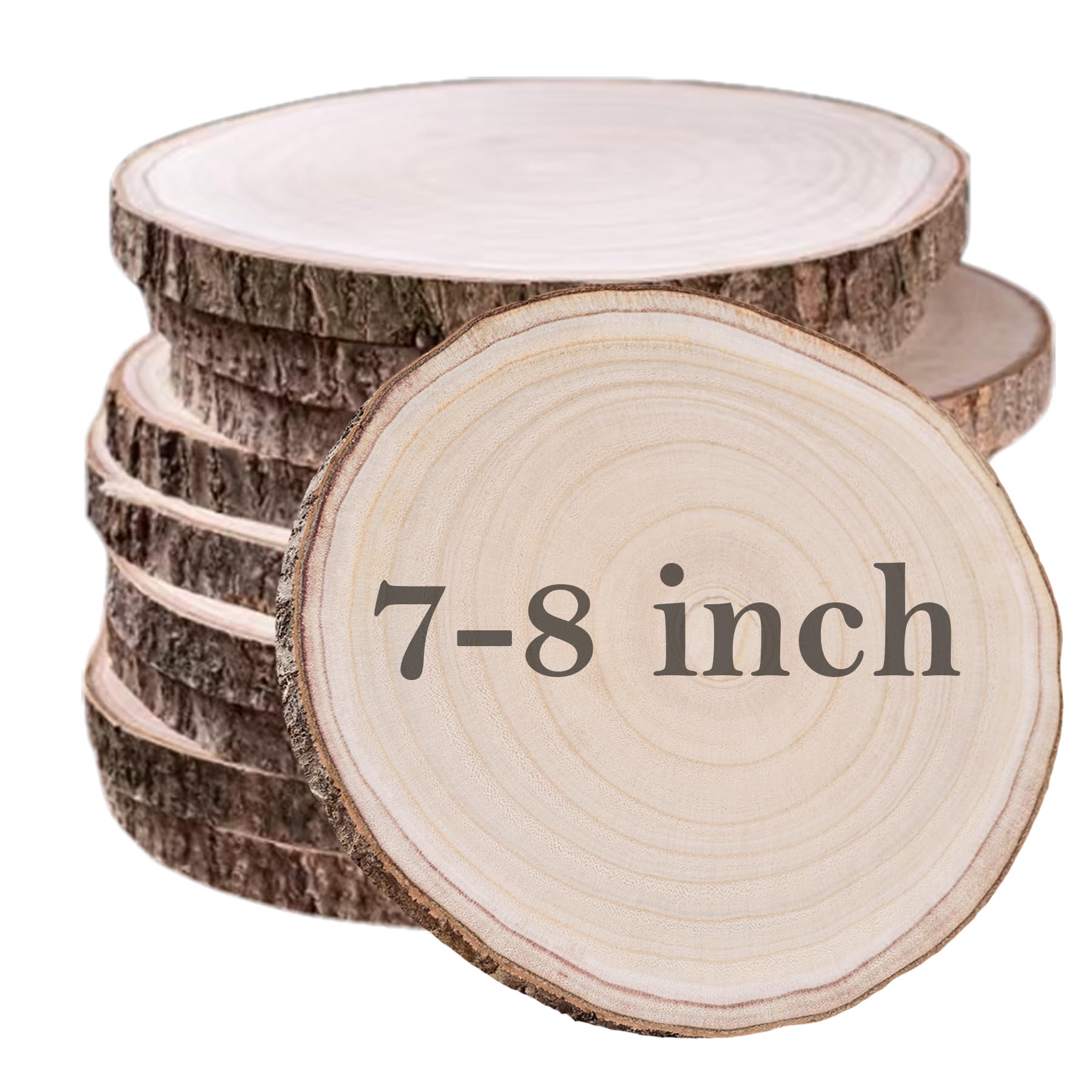 10 Pcs Natural Paulownia Wood Slices 7-8 Inches,Wood Slices for Centerpieces Table Decorations,Unfinished Rounds Wood for Crafts,Wood Slice for Rustic Wedding Decoration Projects