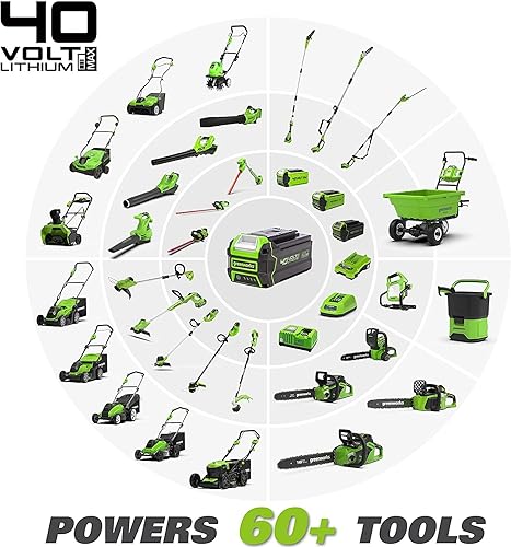 Miniatura 6 de Greenworks Motosierra inalámbrica de 40 V de 12 pulgadas, batería de 2.0 Ah y cargador incluidos 20262 con cortadora de setos de 40 V