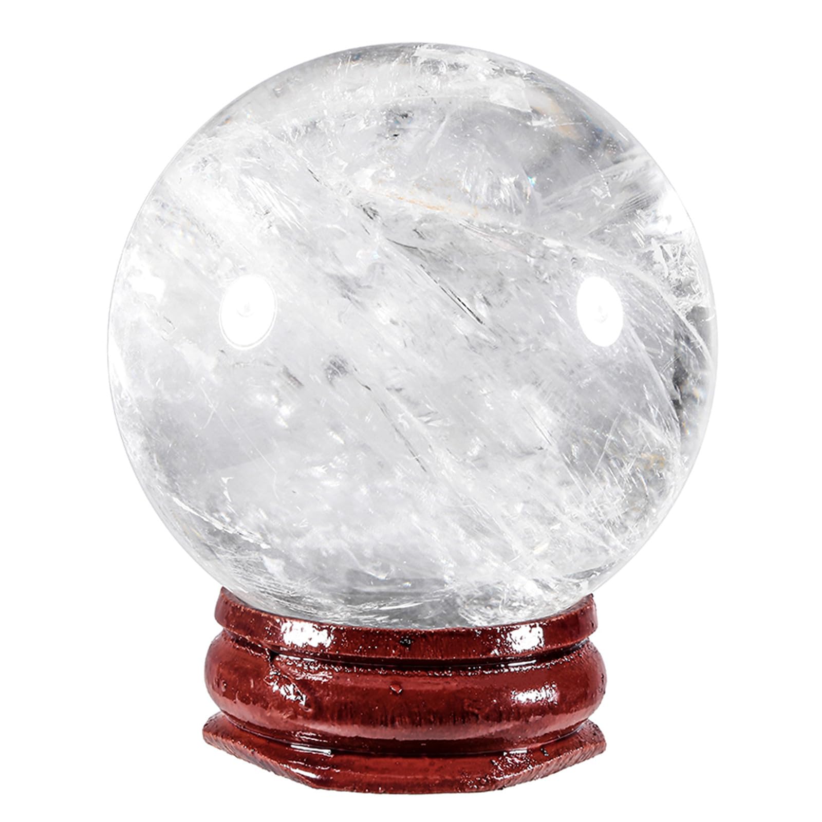 Nupuyai Natural Rock Crystal Ball with Wooden Stand