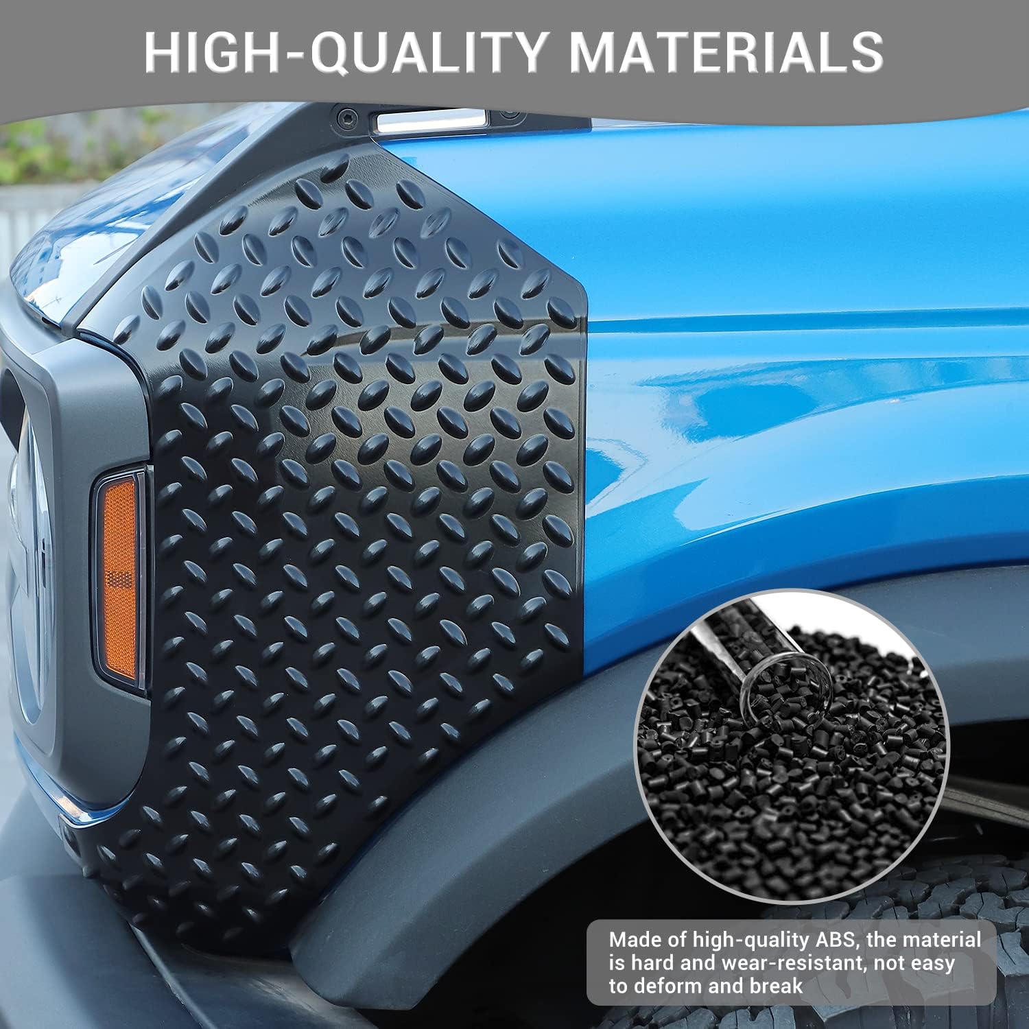 for Bronco Body Armor Outer Cowl Front Corner Guards Protector for Ford Bronco 2021 2022 2023 2/4 Doors, Anti-Scratch Truck Edge Guards Cover Exterior Accessories 2pcs Black (Not for Sport)