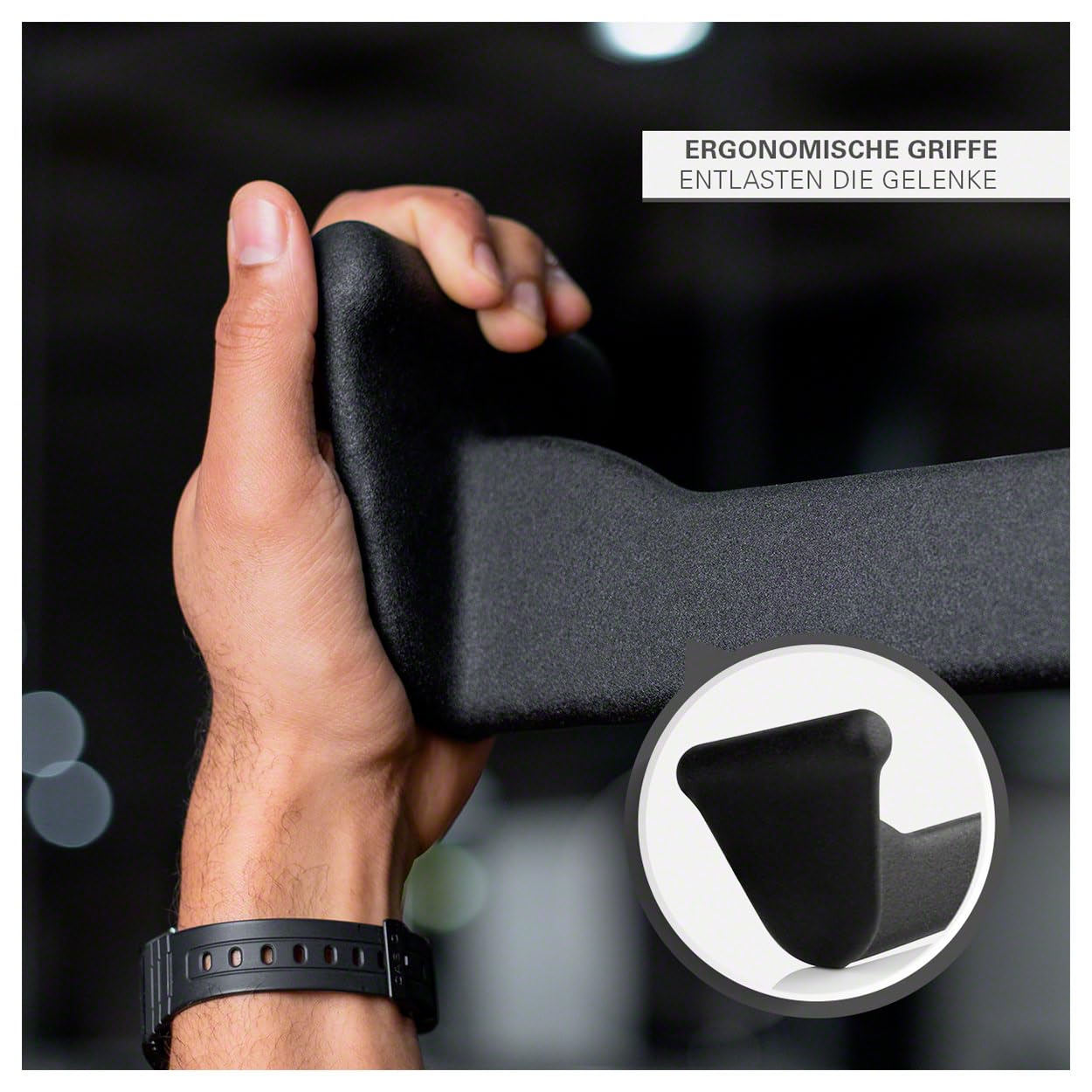 Sport-Tec ergonomischer Latzug- und Rudergriff, Seilzug Krafttraining Muskelaufbau Bizeps Curls, 80x10 cm