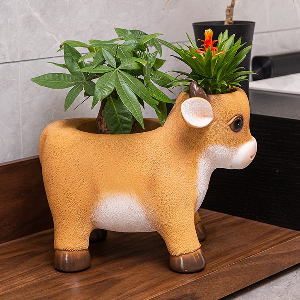 Dekoracje ogrodowe Ogród Symulacja Krowa Duża Doniczka Dekoracja Ozdoby Żywica Rzemiosło Statua Zwierząt Dekoracja Domowa Roślina Bonsai Osobowość Ogród Doniczkowy Urządzenie Kwiatowe Wróżki Akcesoria ogrodowe