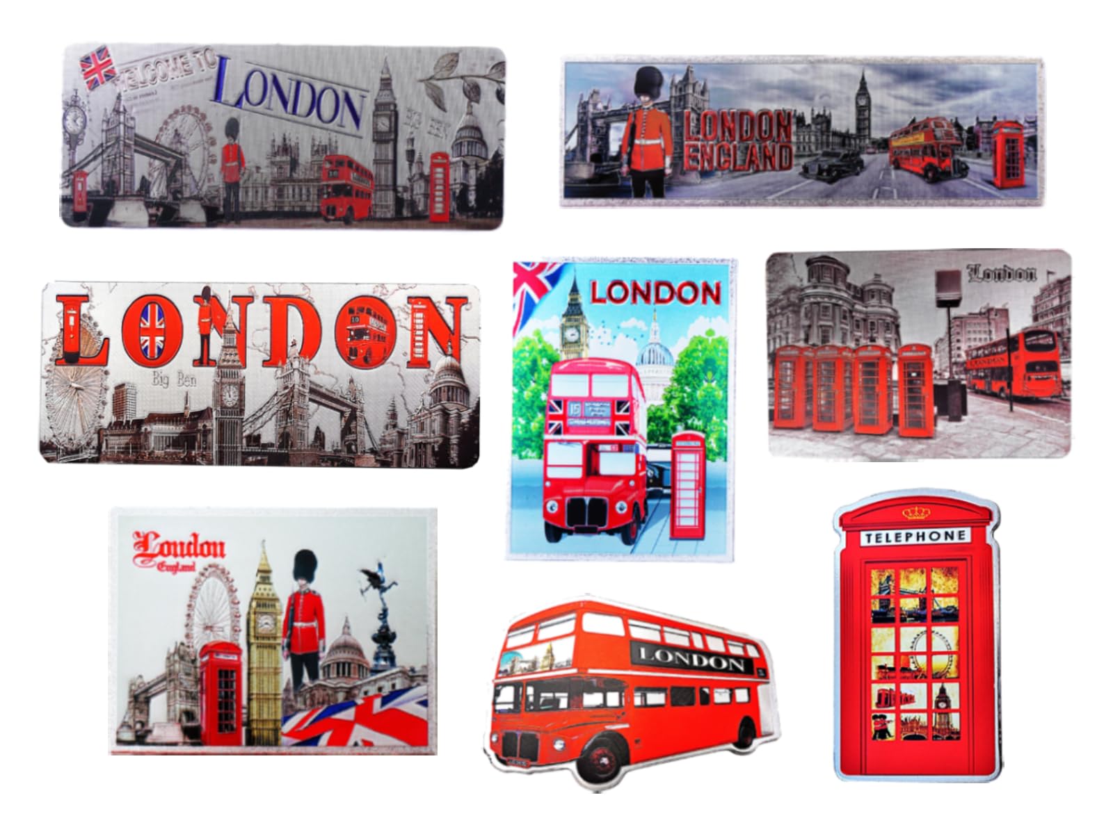 Shopewebb Multicolor Set Of 8 London England Famous Icons Acrylic Fridge Magnets