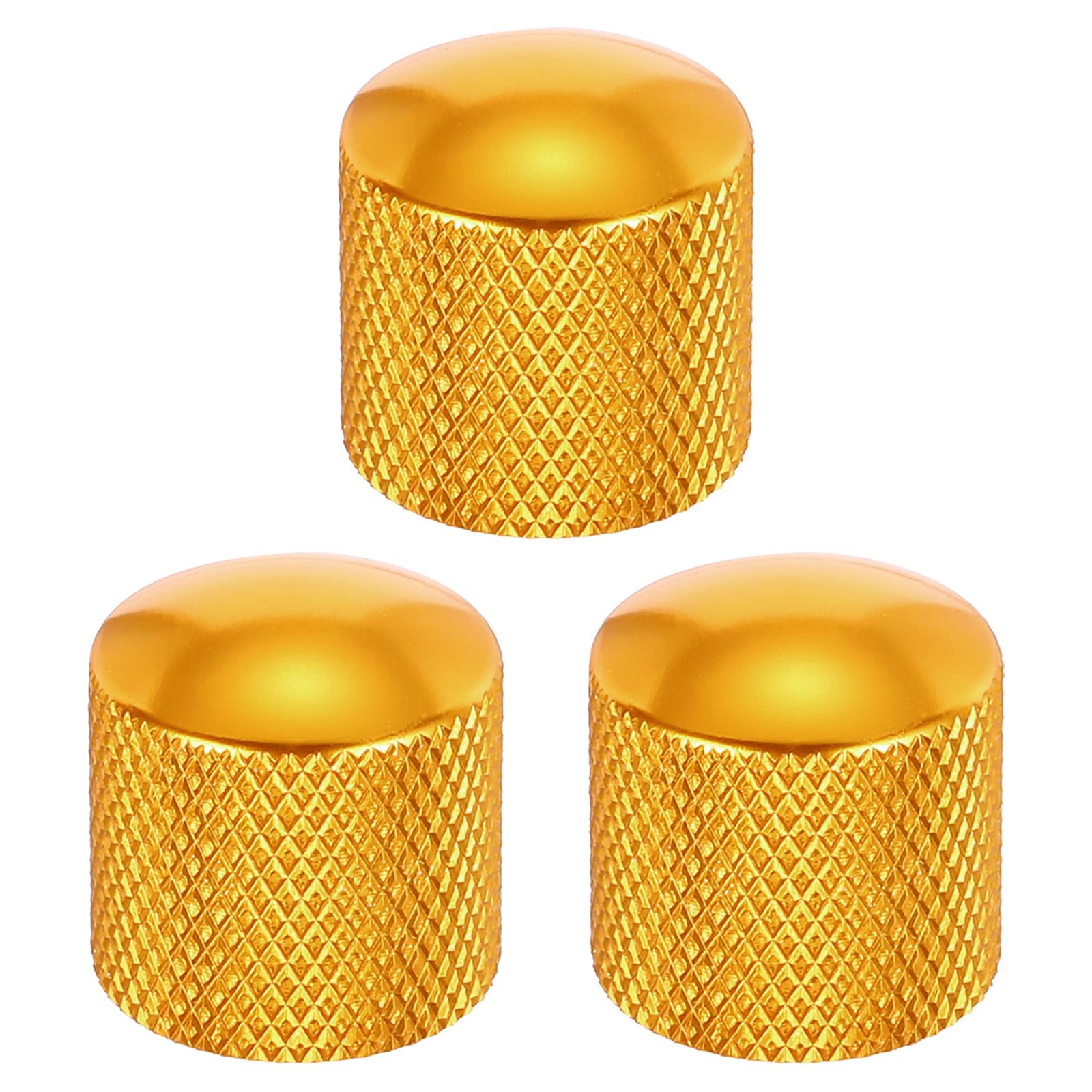 sourcing map 3Pcs Aluminum Guitar Knobs Shaft Volume/Tone Gold Control Knobs CNC Machined Knurled Design for Electric Guitar Bass Audio Tuning Replacement