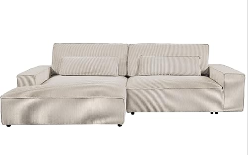 Miniatura 6 de Luxe - Sofá modular de dos piezas de gran tamaño para sala de estar, sofá en forma de L con diván, tapizado con tela de pana, color beige, orientado