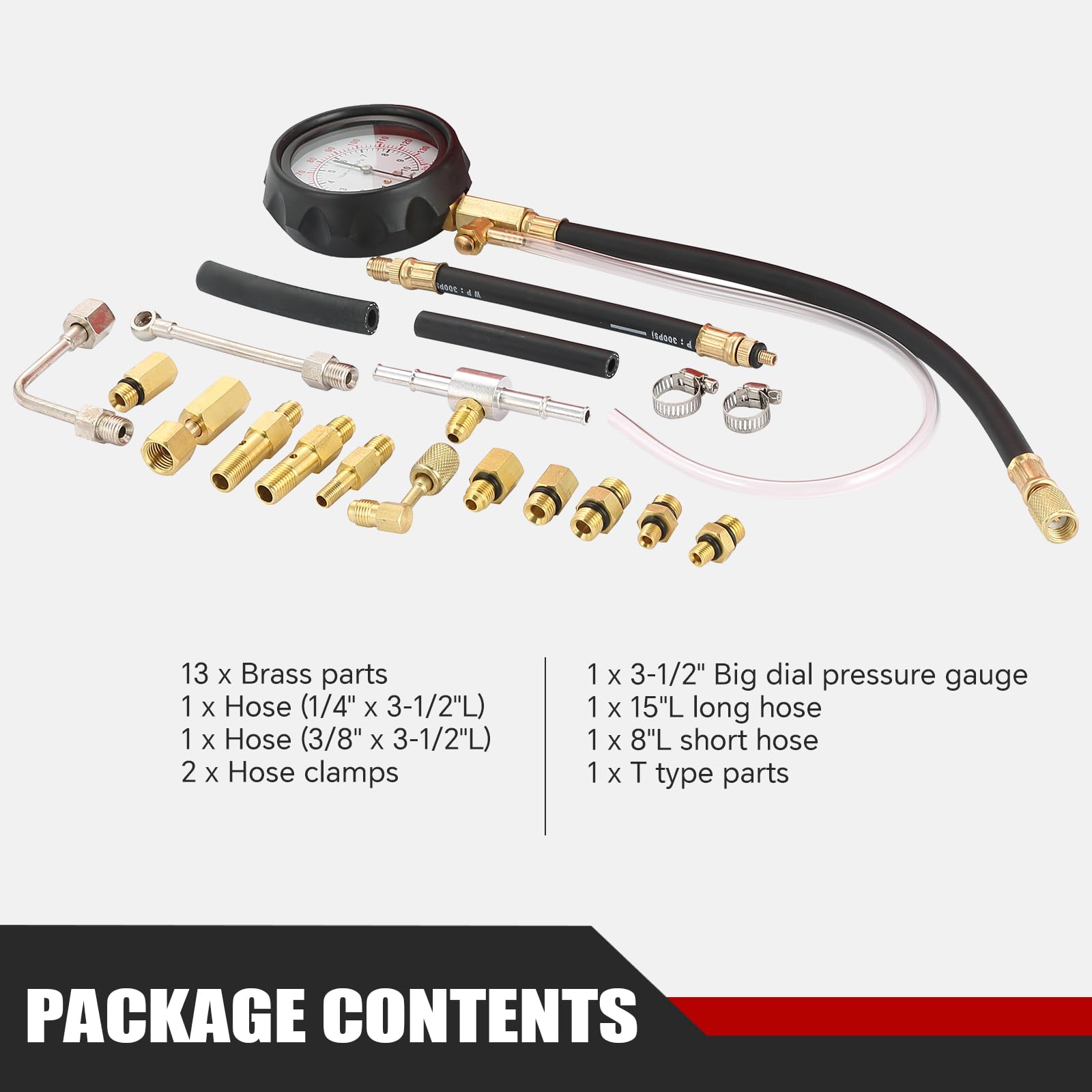 ATPEAM 0-140 PSI Fuel Injector Injection Pump Pressure Tester Gauge Kit TU-114 Fuel Pressure Tester Kit Gas Oil Pressure Tools for Car Motorcycle Truck