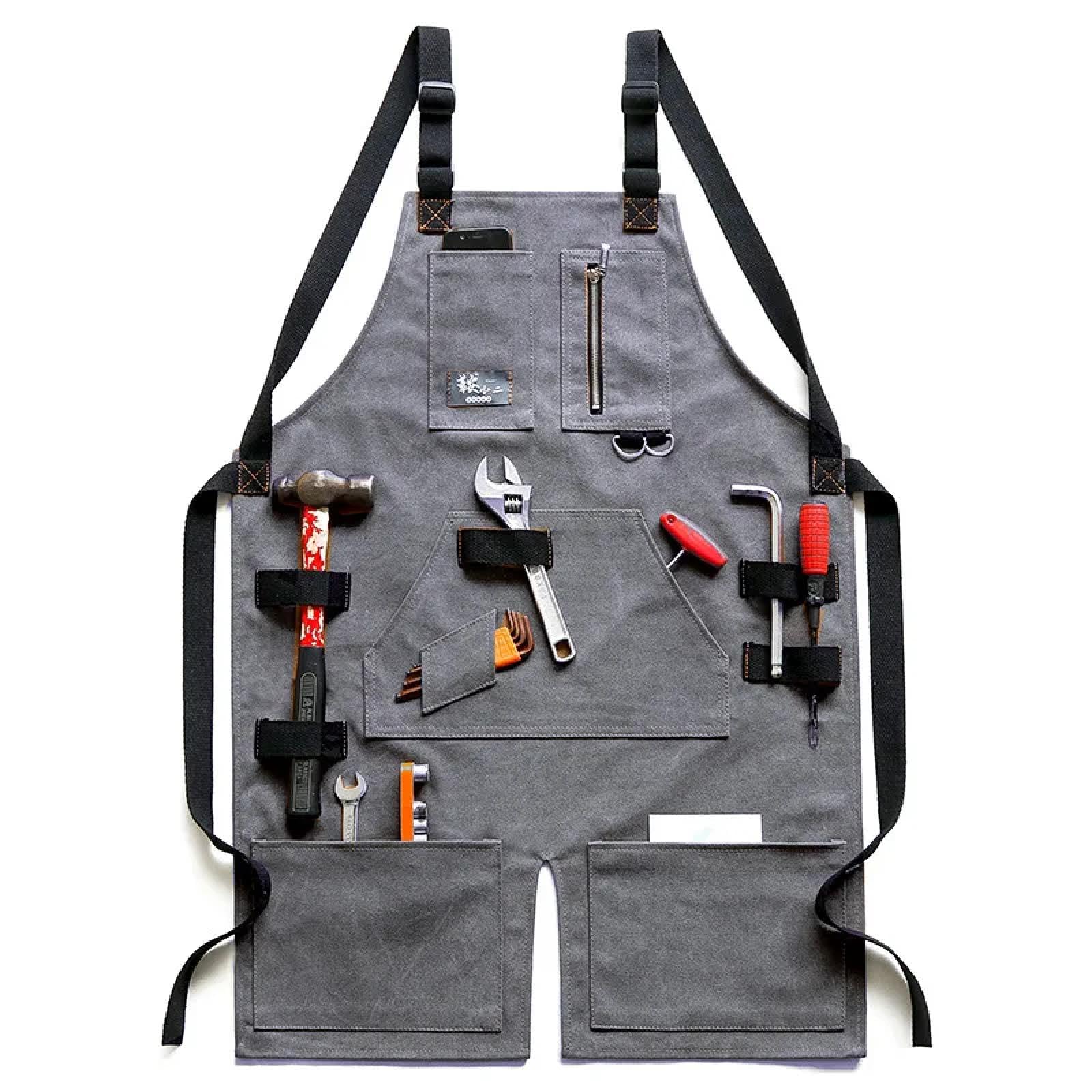 Cuisine Tablier Apron Tabliers pour Hommes Femmes Durable Toile Tablier De Travail avec Poches Cross-Back Sangles Réglable Outil Tablier