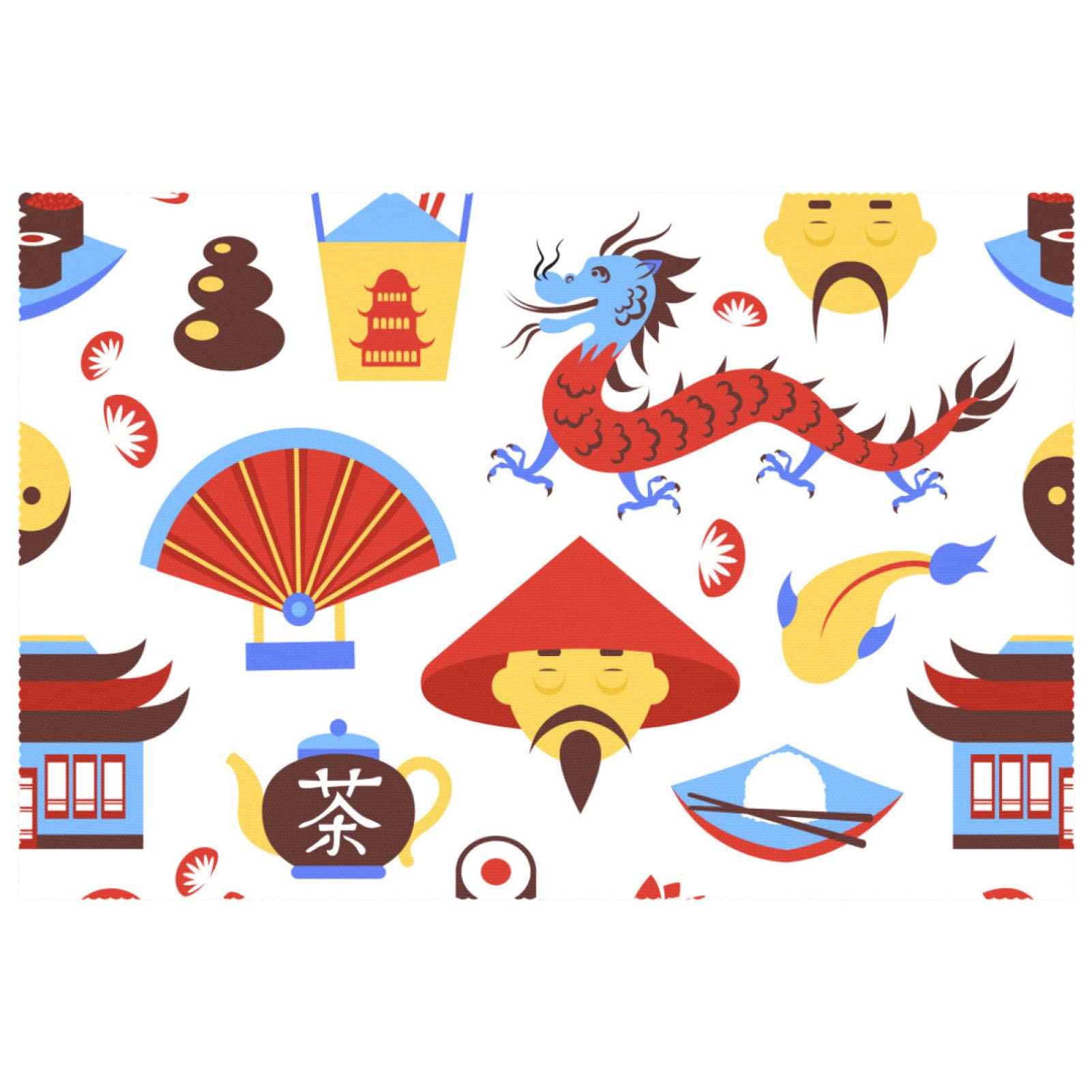 Set de table dragon chinois résistant chaleur anti rayure table