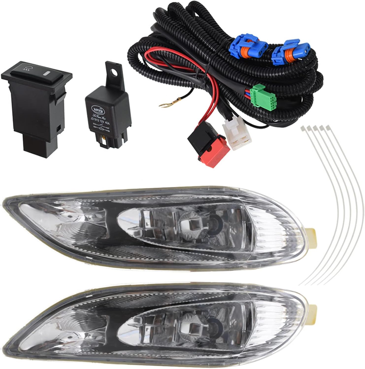 Silscvtt Fog Lights Assembly Replacement for 2005-2008 Corolla with Bulbs + Bezel Front Driving Fog Light Left+Right Side (Passenger & Driver Side)
