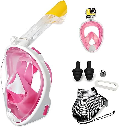 Miniatura 8 de Máscara de esnórquel seco de cara completa, adecuada para equipos de esnórquel principiantes, respiración libre, vista panorámica de 180 grados,