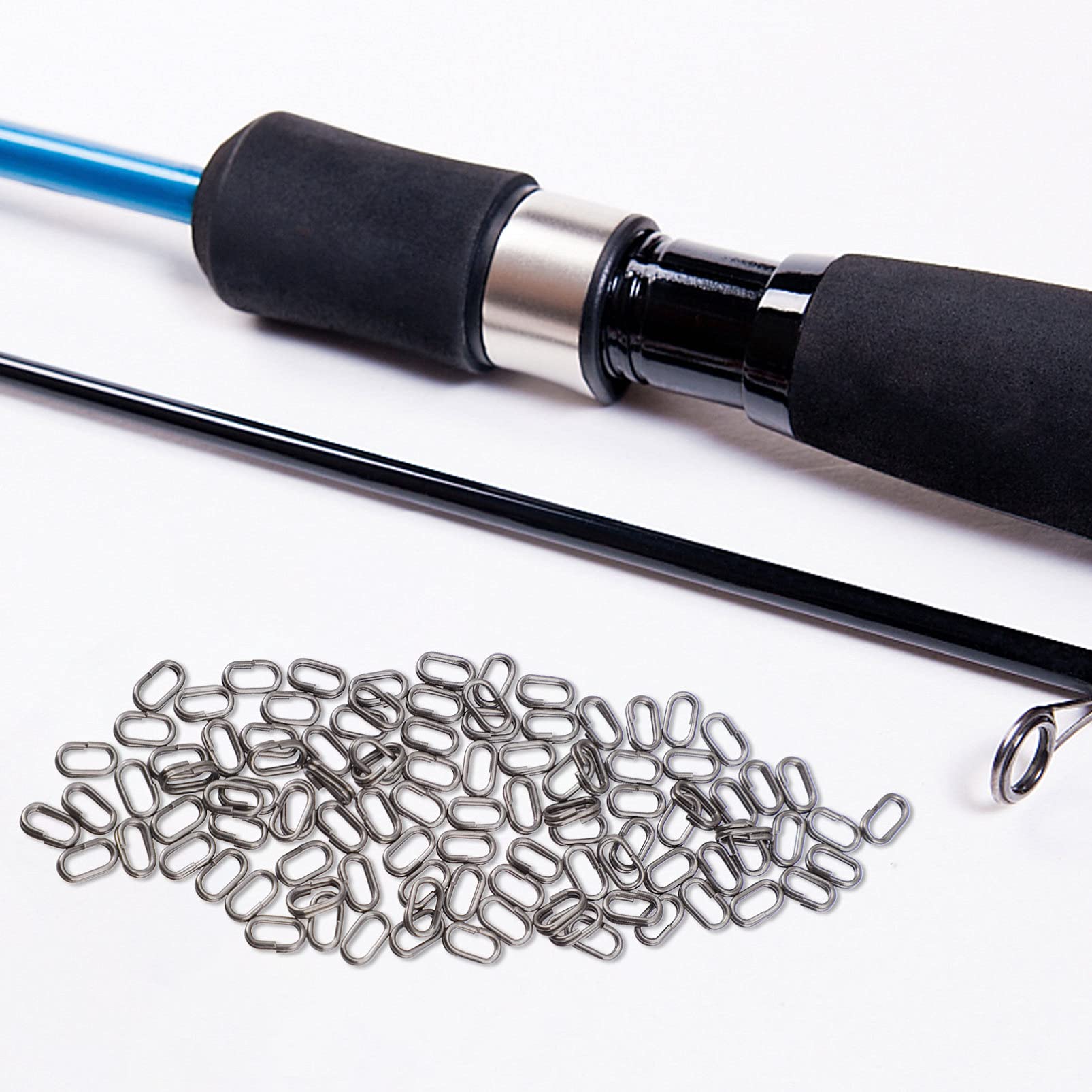 BESPORTBLE 100pcs Stainless Steel Oval Fishing Connecting Tackle Connector for Fishing Supplies High-Strength for Bait and Hook Connection for Freshwater and