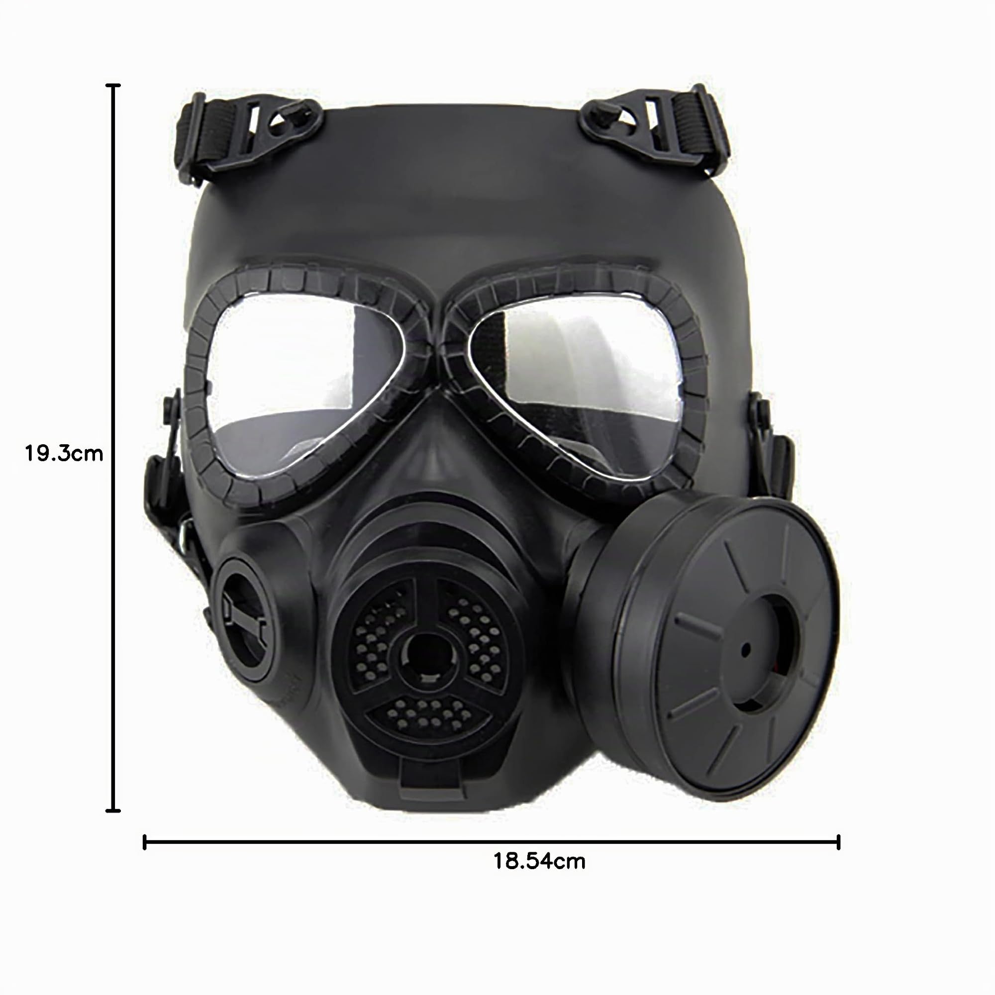 HaoYK, finta maschera antigas M04, con ventilatore Turbo, attrezzo di protezione per airsoft e paintball, Black - Portachiavi incluso