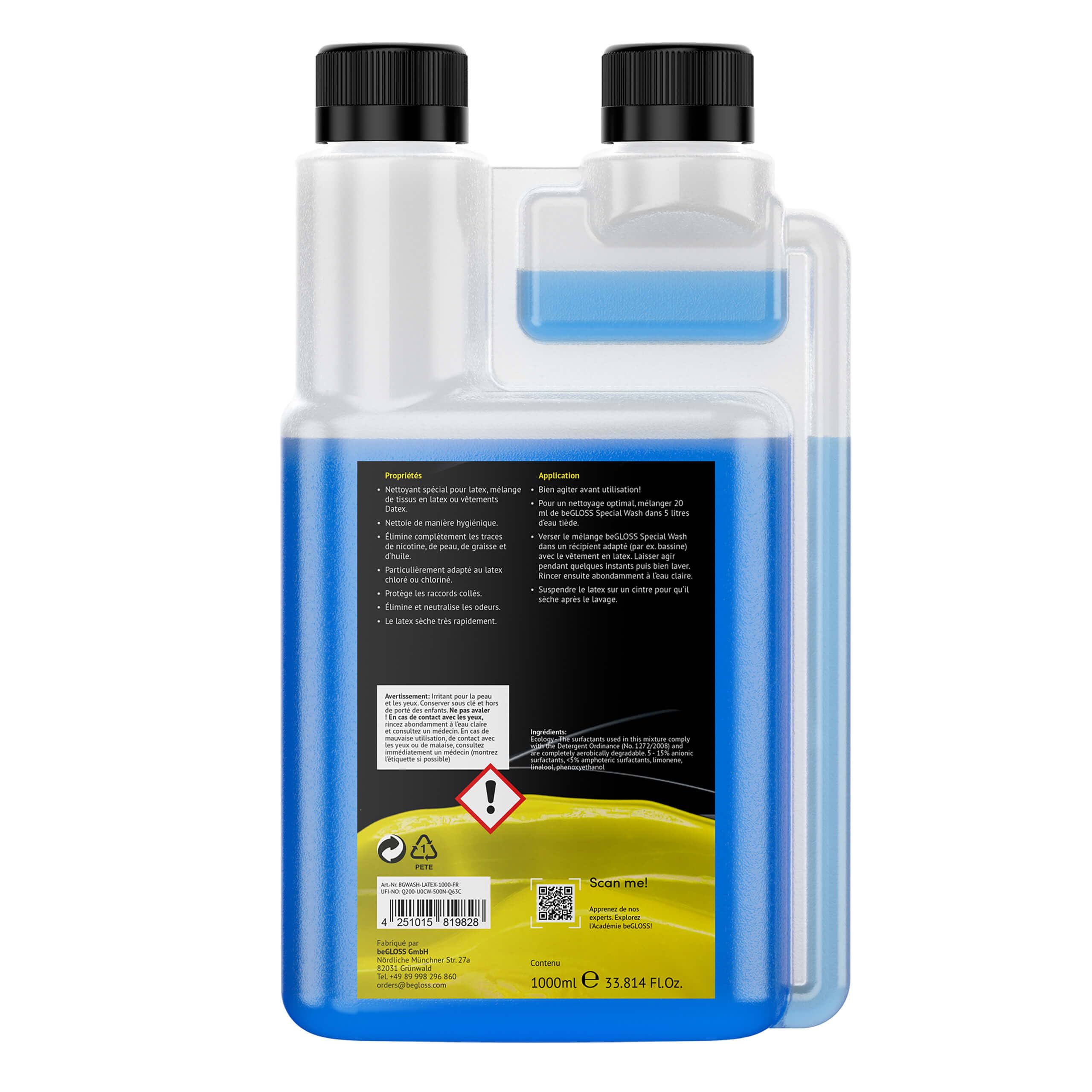 Latex Care Kit 1000 - Perfect SHINE-Latex Polish - Easy GLIDE-Latex Dressing AID Spécial WASH LATEX-Détergent spécial